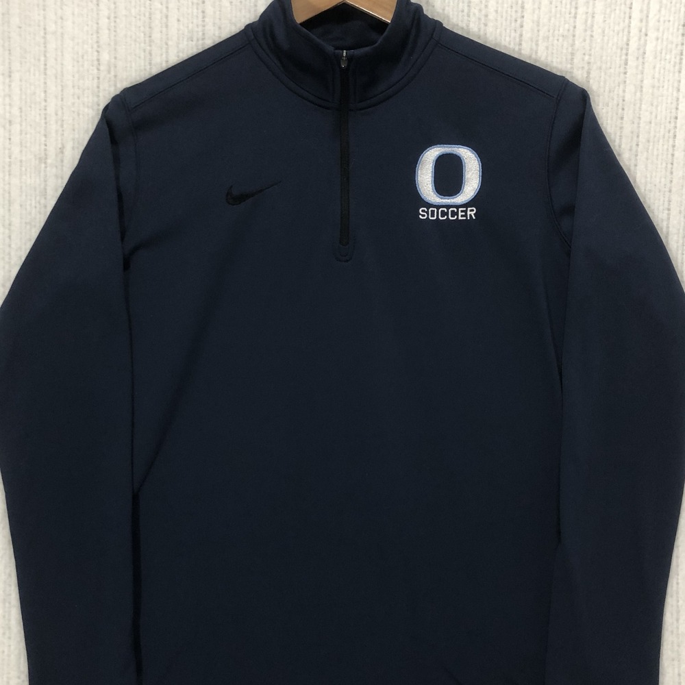 Nike Mens Oregon Soccer Dri-FIT Quarter Zip Pullover Navy Blue Medium